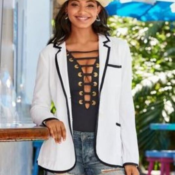 BOSTON PROPER TERRY BLAZER SIZE: 2 - Picture 1 of 5